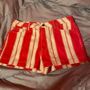 forever 21 striped jean shorts